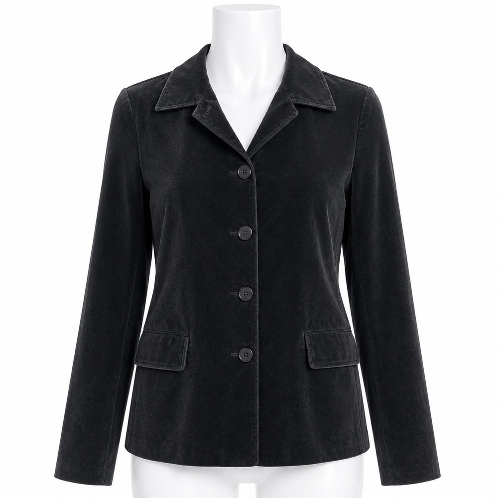 Gap Velvet Blazer Women Small Black Dark Academia 90s Velveteen Button Up Jacket